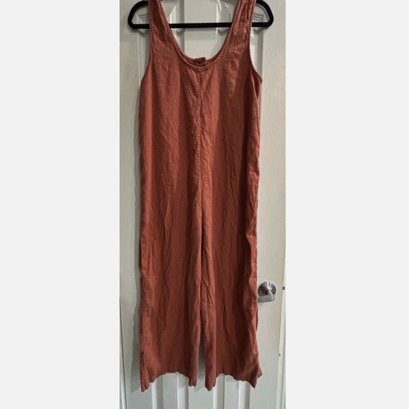 Marine Layer 54% Hemp Sydney Beach Jumpsuit Sustainable Wide Leg Boho CLAY MED - Picture 4 of 12